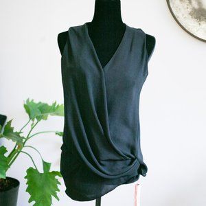 Helmut Lang Draped Wrap Front Sleeveless Blouse